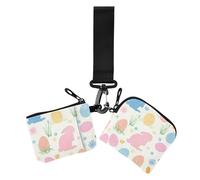 Eatser - Portafogli da donna con doppio cinturino da polso, con cerniera, stile minimalista, con cinturino da polso, confezione da 2, mangiatore, pastello, silhouette, conigli, 1 size, Casual