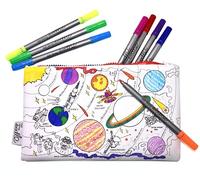 eatsleepdoodle Astuccio da colorare per bambini con 10 pennarelli lavabili per bambini, 22 x 14 cm, astuccio da colorare Space Explorer, ultra lavabile e riutilizzabile, per bambini