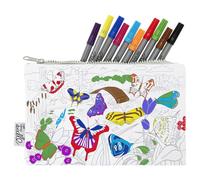 eatsleepdoodle Astuccio Farfalle da Colorare, Scena con Farfalle di Tutto il Mondo Personalizzabile, Divertente ed Educativa, Pennarelli per Tessuto Lavabili Inclusi