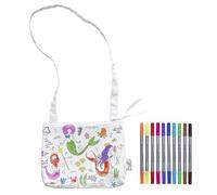 eatsleepdoodle Borsa a tracolla da colorare fai da te per bambini con pennarelli lavabili, borsa colorata riutilizzabile per ragazze e ragazzi, attività creative e artigianali, regalo divertente per