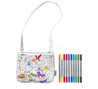 eatsleepdoodle Borsa a tracolla fai da te da colorare per bambini con pennarelli lavabili, borsa colorata riutilizzabile per ragazze e ragazzi, attività creative e artigianali, regalo divertente per