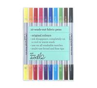 eatsleepdoodle Pennarelli per Tessuto Lavabili a Punta Doppia (Confezione da 10): Colori Classici