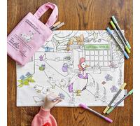eatsleepdoodle Peter Rabbit™ and Friends - Tovaglietta da colorare per bambini con 10 pennarelli lavabili, 33 x 47 cm, tovaglietta da colorare Jemima Puddle-Duck™, ultra lavabile e riutilizzabile per