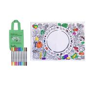 eatsleepdoodle Tovaglietta da colorare con frutta e verdura nel suo sacchetto di cotone da colorare. Dispone di una divertente tovaglietta educativa da colorare, con punta in feltro lavabile e