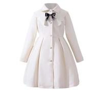 Eauptffy Abito con collo a camicia a maniche lunghe, da sera, da ragazza, di media lunghezza, 8-12Y, per feste, per l'asilo, casual, per la festa della mamma, abito comodo e leggero ed elegante, O