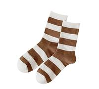 Eauptffy Calze medie da donna marroni calze a righe dolci a forma di orso, morbide e delicate sulla pelle, adatte per l'uso quotidiano, O caffè., Taglia unica