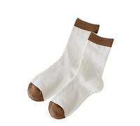 Eauptffy Calze medie da donna marroni calze a righe dolci a forma di orso, morbide e delicate sulla pelle, adatte per l'uso quotidiano, O bianco., Taglia unica