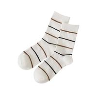 Eauptffy Calze medie da donna marroni calze a righe dolci a forma di orso, morbide e delicate sulla pelle, adatte per l'uso quotidiano, O beige., Taglia unica