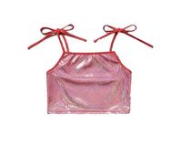 Eauptffy Canottiera per bambini da giardino artistico, con paillettes lucide, con spalline corte, O rosso., 190