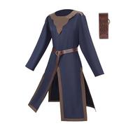 Eauptffy Costume da cavaliere medievale, cavaliere del tempio, crociato, tunica vichinga, tempio, carnevale, carnevale, cospaly, gonna con armi, costume vittoriano, tunica gotica