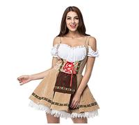 Eauptffy Dirndl Donna, Abiti Midi Estivi, Signore Adulti Taglie Forti Vestito Oktoberfest In Pizzo Costume Bavarese Da Donna Stampato Classico Retrò Dell'Oktoberfest Ottobre