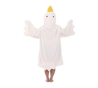 Eauptffy Divertente pigiama da donna Big White Goose ispessito in tessuto non tessuto corallo, accappatoio con cappuccio, unisex, con cappuccio, per cosplay, grandi e caldi, con cappuccio, O bianco