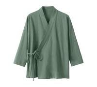 Eauptffy Giacca da donna retrò apertura laterale stile cinese Dao-Pao semplice country Monaco Zen tradizionale culturale, O blu., L