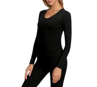 Eauptffy Intimo termico da donna, 2 pezzi, pantaloni termici e maniche lunghe, imbottiti, spessi e mutande, biancheria intima invernale, abbigliamento morbido, strato di base, O nero., 3XL