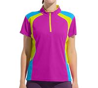 Eauptffy Maglietta sportiva da donna, a 1/4 zip, ad asciugatura rapida, a maniche corte, per allenamento sportivo, UPF50+, protezione solare, leggera, traspirante, funzionale, tattica, O viola, 3XL