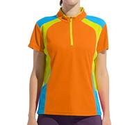 Eauptffy Maglietta sportiva da donna, a 1/4 zip, ad asciugatura rapida, a maniche corte, per allenamento sportivo, UPF50+, protezione solare, leggera, traspirante, funzionale, tattica, O Orange, 3XL