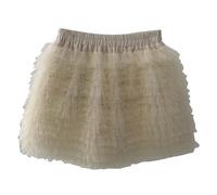 Eauptffy Minigonna da donna con volant e inserti in pizzo, elegante gonna da balletto, a vita alta, sottoveste, per cosplay, stile retrò anni '70 anni '80, O beige., S