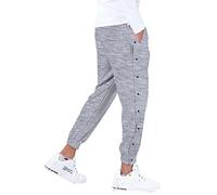 Eauptffy Pantaloni da jogging con bottoni laterali, per riabilitazione, da donna, per aprire lateralmente, casual, largo, in vita elasticizzata, unisex, grigio scuro, L