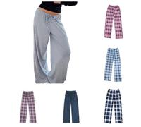 Eauptffy Pantaloni Pigiama Invernale, Pigiama Lungo Donna Cotone, Righe Gamba Larga Colore Puro Indumenti Da Notte Pantalone Pajama Perfetti Per Dormire Yoga Sportivi Larghi Famiglia