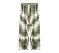 Eauptffy Pigiama da donna, lungo, con tasche, morbido, a righe, comodo, per il tempo libero, a gamba larga, per la casa, per la casa, per la casa, O verde, 3XL