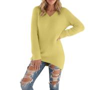 Eauptffy Pigiami da donna, autunno, inverno, flanella, spessi, caldi, con stampa a testa di orso, per casa, pigiama, più spesso, caldo, motivo festoso, maglietta sportiva e comoda, O giallo, L