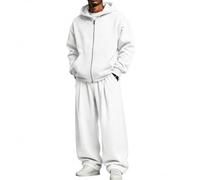 Eauptffy Set felpa uomo 2 pezzi, cappuccio, zip intera, maniche lunghe, tasche laterali, completo invernale termico, pantaloni jogger, coulisse in vita, vestibilità ampia caldo due pezzi