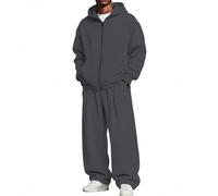 Eauptffy Set felpa uomo 2 pezzi, cappuccio, zip intera, maniche lunghe, tasche laterali, completo invernale termico, pantaloni jogger, coulisse in vita, vestibilità ampia caldo due pezzi