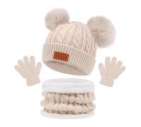 Eauptffy Set invernale per bambini, per la primavera e l'autunno, O beige., Taglia unica