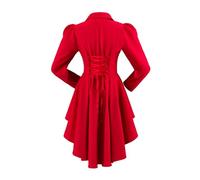 Eauptffy Steampunk giacca vittoriana da donna cappotto medievale vintage gotico frack rinascimentale cappotto pirata Halloween punk abbigliamento barocco camicia a maniche lunghe smoking, P rosso., XL