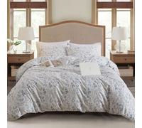 EAVD Chic Fresh Blue Floral Duvet Cover Twin White Soft 100% Cotton Garden Aesthetic Floral Bedding Set with 2 Pillowcases Cottagecore Botanical Duvet Cover with Zipper Closure