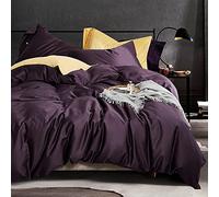 EAVD Set copripiumino reversibile con due federe abbinate, 3 pezzi, per letto matrimoniale/queen size (228 x 228 cm), in cotone ipoallergenico