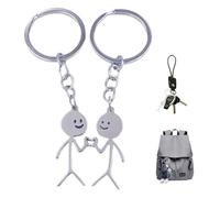 EAVUYIS 2 pcs portachiavi Doodle Divertente portachiavi Faccina Argento portachiavi Faccina Argento Fiammifero portachiavi Regalo Divertente