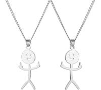EAVUYIS 2 Pezzi Collane Divertenti, Collana Con Dito Medio,Collana Faccina Argento Dito Medio, Collana Faccina Argento Dito Medio, Fiammifero Eretto Collana Gesto Dito Medio Regalo Divertente