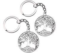 EAVUYIS 2 Pezzi Portachiavi in Acciaio Inox - Unisex per Donna e Uomo - Porta Chiavi dell'Albero della Vita - Regali per la Famiglia e gli Amici