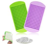 EAVUYIS 2 Pezzi Stampo Ghiaccio Silicone, Mini Ghiaccio Stampo,160 Cubetti Ghiaccio, Cucina, Bar, Bevande, Festa（Viola, Verde）