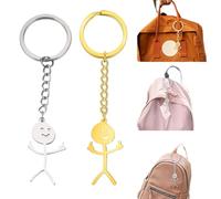 EAVUYIS 2 portachiavi divertenti, divertente Smiley Face Figurina linguaggio dei segni portachiavi dito Stickman carino tendenza borsa auto chiave ciondolo coppia regalo portachiavi