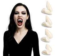 EAVUYIS 4 Paia Zanne di Vampiro 4 Formati Zanne Personalizzate Denti da Vampiro Finte Protesi per Pellet di Denti per Cosplay Party Puntelli di Halloween Zanne della