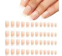 EAVUYIS 48 pezzi Press on Nails corto, quadrato nude rosa sfumato bianco finto unghie finte con colla per unghie, unghie finte rettangolari rosa gradiente bianco acrilico