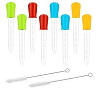 EAVUYIS 8 Pezzi 5ml Pipette Contagocce Plastica Pipetta Dropper in Silicone con 2 Pezzi Spazzola Pulita, Dispenser Liquido Dropper Trasferimento per Caramelle Gommose, Animali Domestici, Piante