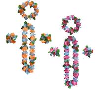 EAVUYIS 8 Pezzi Decorazioni Hawaiane Leis, Collana Fiori Braccialetti Fascia per Capelli,Hawaiana Braccialetto Fascia Hawaiana Party Decorazioni,per Feste a Tema Carnevale