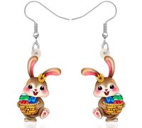 EAVUYIS Cute Pasqua Basket Uova Coniglietto Orecchini Pendenti Anime Pasqua Gioielli Regali per le Donna Ragazza Decorazioni Fascino