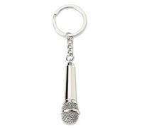 EAVUYIS Portachiavi personalizzato,1 pezzi portachiavi con ciondolo a forma di microfono, regalo creativo per gli amanti della musica, accessorio alla moda, unisex, argento