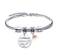 EAWEN Bracciale Figlia Famiglia Regalo Figlia Braccialetti Regalo Braccialetto Donna mia figlia è l'amore della mia vita Ciondolo con Incisione per Compleanno Natale