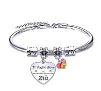 EAWEN Regali Zia Bracciale Donna Bracciale Zia nipote BraccialettiTi Voglio Bene Zia Ciondolo Argento con Incisione Regalo di Compleanno Regali di Laurea