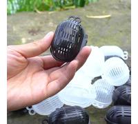 Eawfgtuw 10 gabbie per esche da pesca, in plastica, per gamberetti e granchi, trappola a rete durevole per pesca in acqua salata fresca, bianco e nero, 6,3 x 4,3 cm (nero)