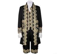 Eawfgtuw Abito da uomo britannico per cosplay, rinascimento vittoriano, stile rococò Tudor, stile vintage (XL, nero)