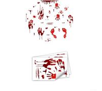 Eawfgtuw Adesivi da parete con impronte di mani e orme di sangue luminosi di Halloween per decorazioni per feste in casa, realistiche autoadesive, in PVC, per porte e finestre