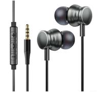 Eawfgtuw Auricolari cablati con microfono e jack da 3,5 mm, cuffie da gioco ad alta sensibilità, punte in silicone morbido per musica e chiamate, cavo da 1,2 m, nero (A)