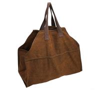 Eawfgtuw Borsa per legna da ardere in tela per camino, borsa resistente per legna da ardere con grande capacità per accendi da campeggio, cestino da trasporto in legno color fango, 56 x 45 x 29 cm