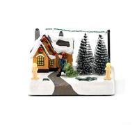 Eawfgtuw Carillon natalizio luminoso con scena di neve, decorazione in resina che suona una melodia incantevole per casa e ufficio (burattino)